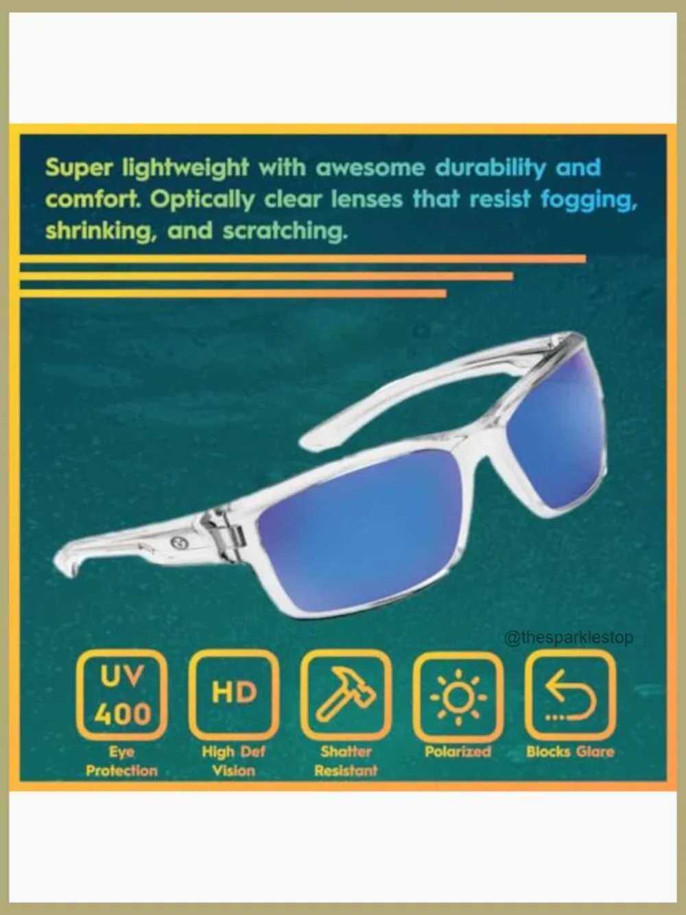 Polarized Sunglasses with UV Protection - Rectangular Shield Frame